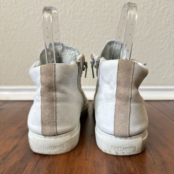 P448 Star 2.0 High Top Sneakers White/Tan Leather Lace Up - Picture 8 of 11